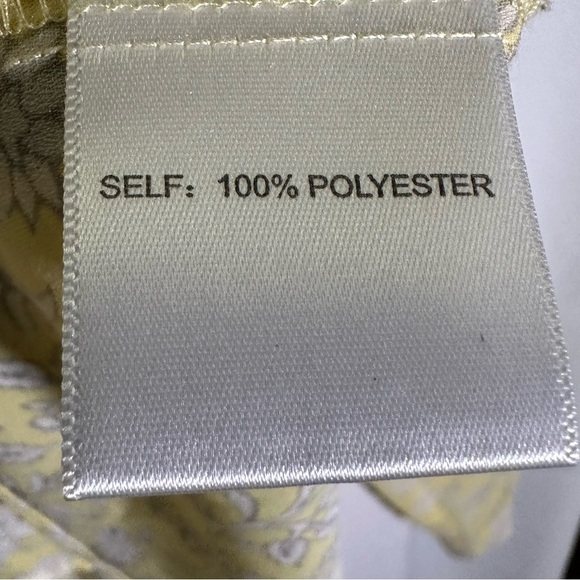 Rose and Olive Button Down Yellow and Gray Chintz Floral Blouse Womens Large - Picture 5 of 7